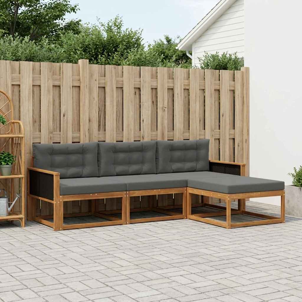 Ensemble de canapés d'extérieur 4 pcs Naturel et Anthracite - XIOS