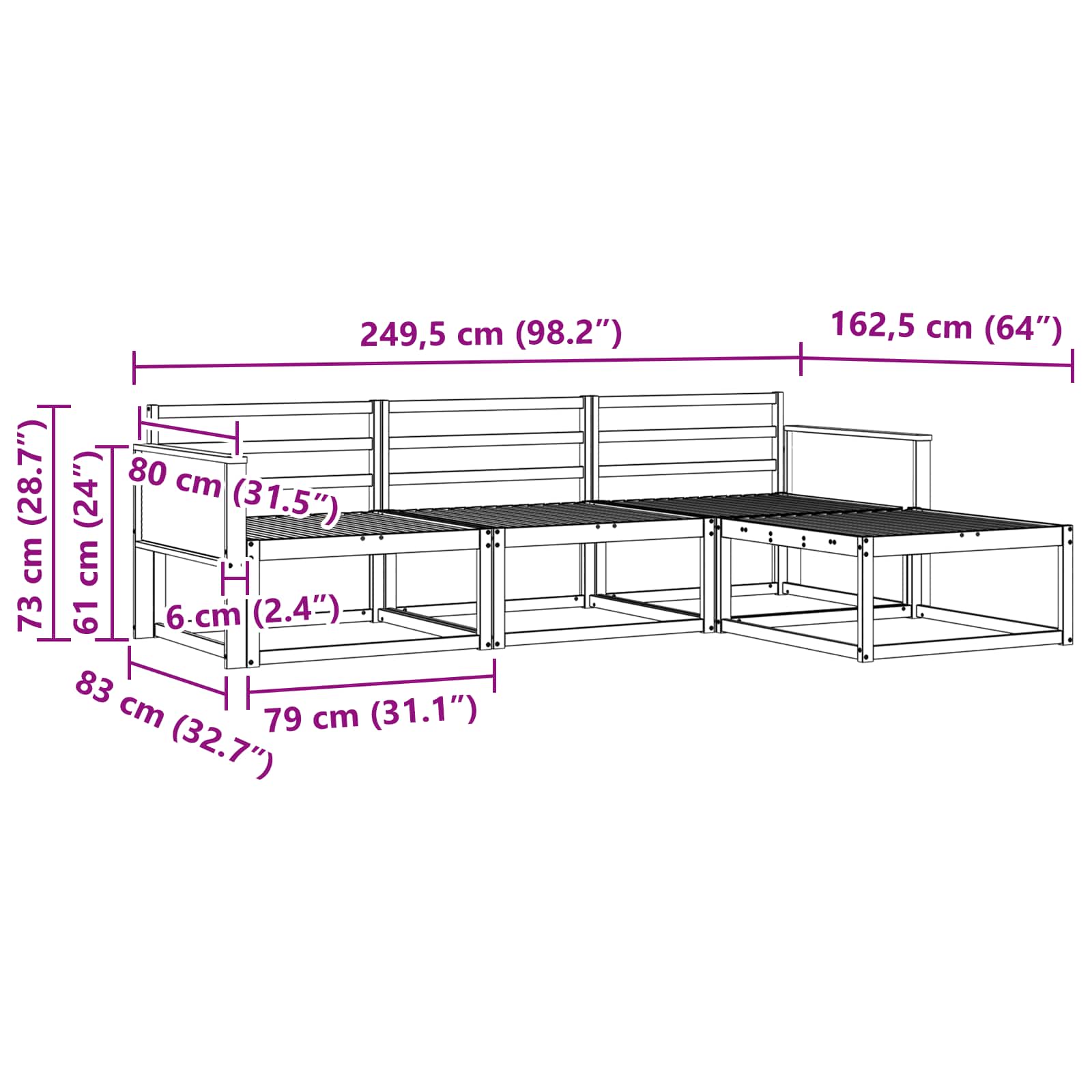 Ensemble de canapés d'extérieur 4 pcs Naturel - XIOS