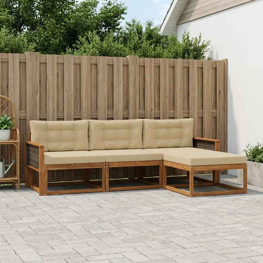 Ensemble de canapés d'extérieur 4 pcs Naturel et Beige - XIOS