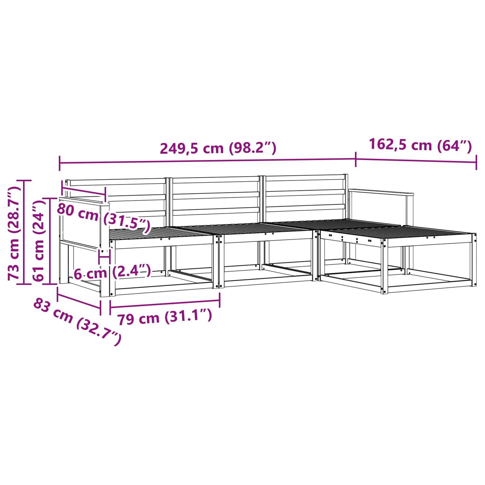 Ensemble de canapés d'extérieur 4 pcs Naturel - XIOS