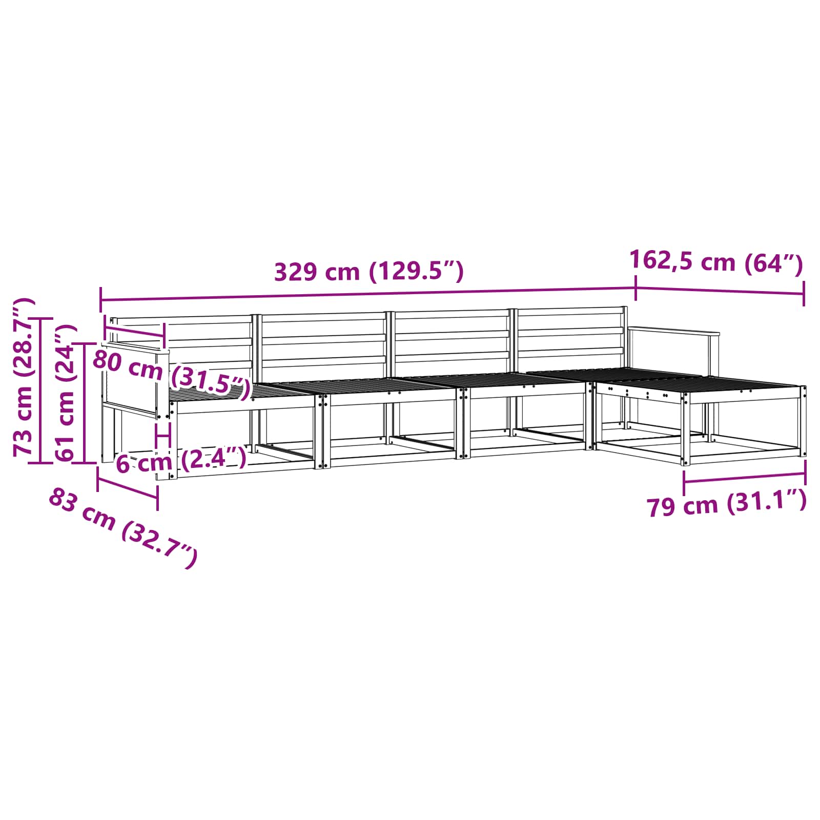 Ensemble de canapés d'extérieur 5 pcs Naturel - XIOS