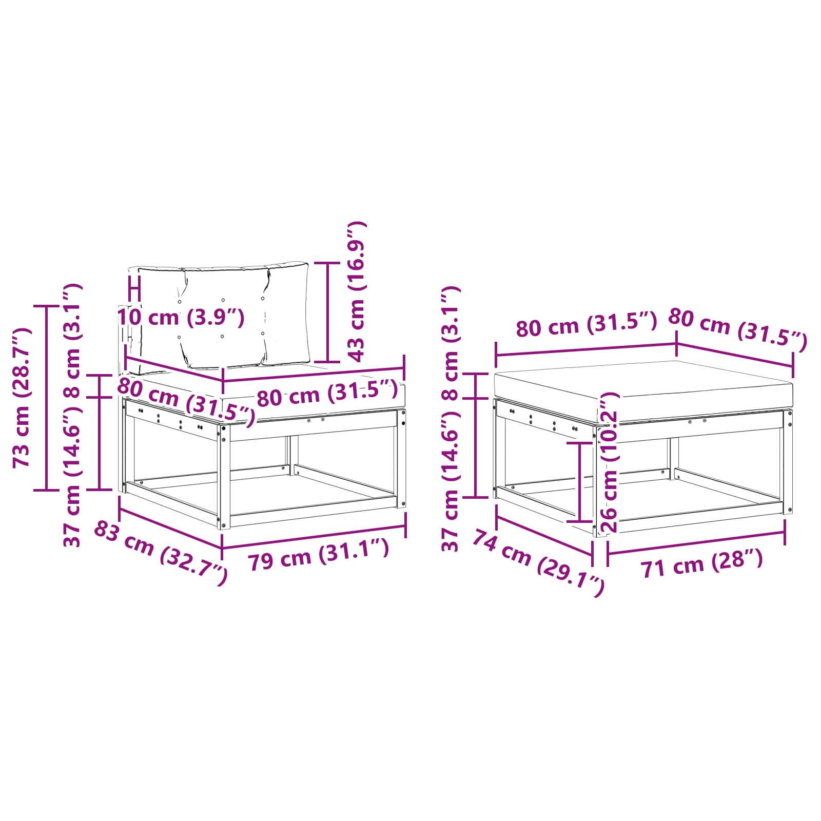 Ensemble de canapés d'extérieur 5 pcs Naturel et Beige - XIOS