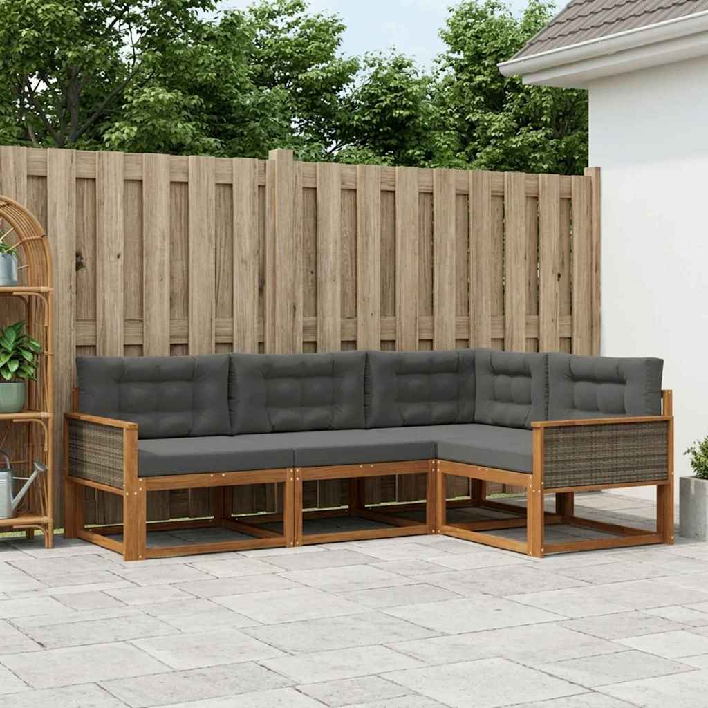 Ensemble de canapés d'extérieur 4 pcs Naturel et Anthracite - XIOS