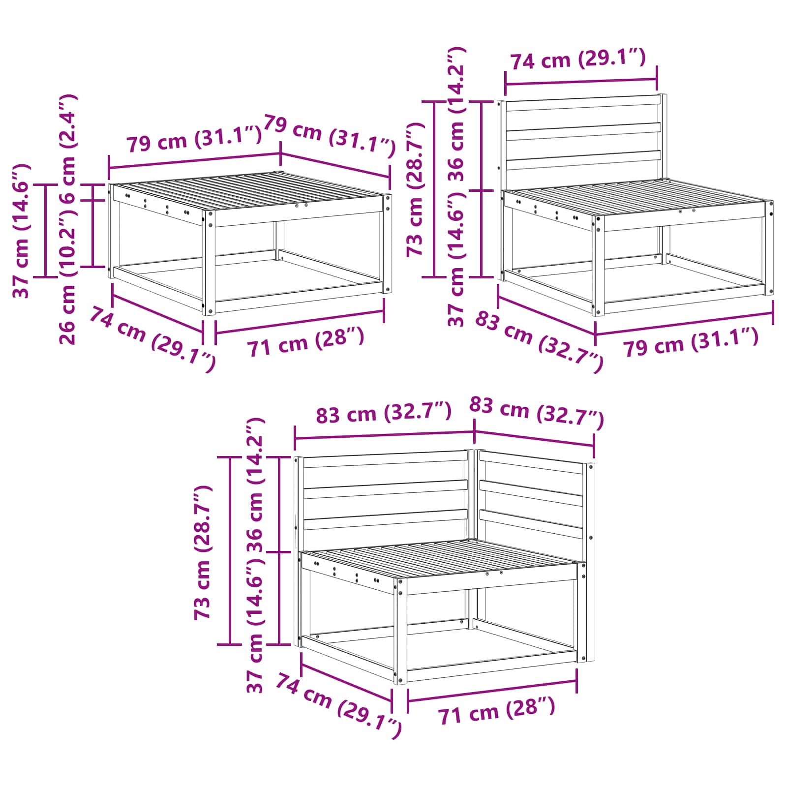 Ensemble de canapés d'extérieur 5 pcs Naturel - XIOS