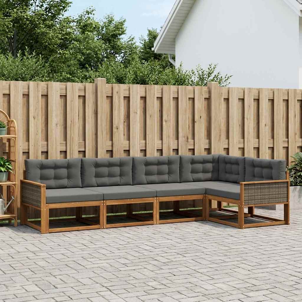 Ensemble de canapés d'extérieur 5 pcs Naturel et Anthracite - XIOS