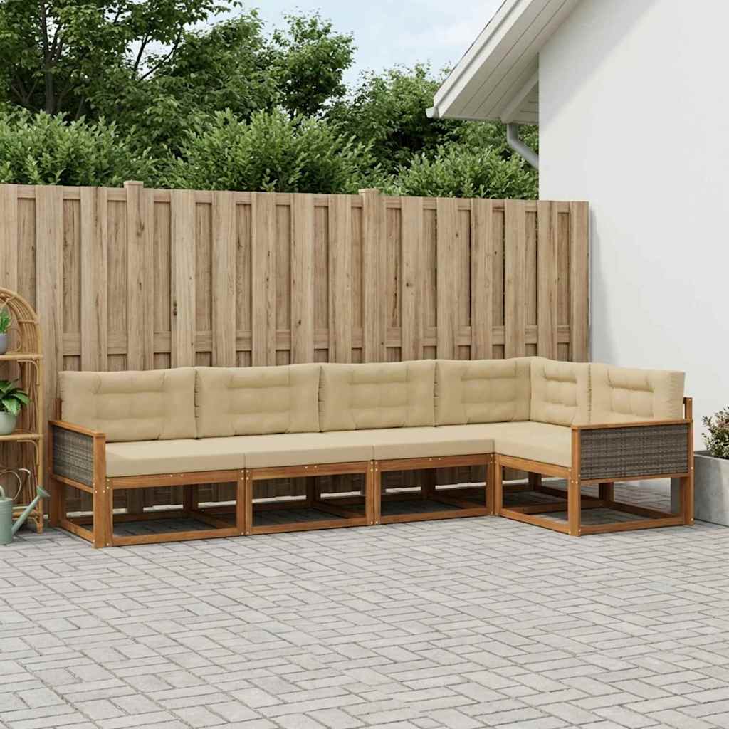 Ensemble de canapés d'extérieur 5 pcs Naturel et Beige - XIOS