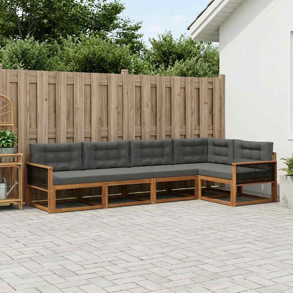 Ensemble de canapés d'extérieur 5 pcs Naturel et Anthracite - XIOS