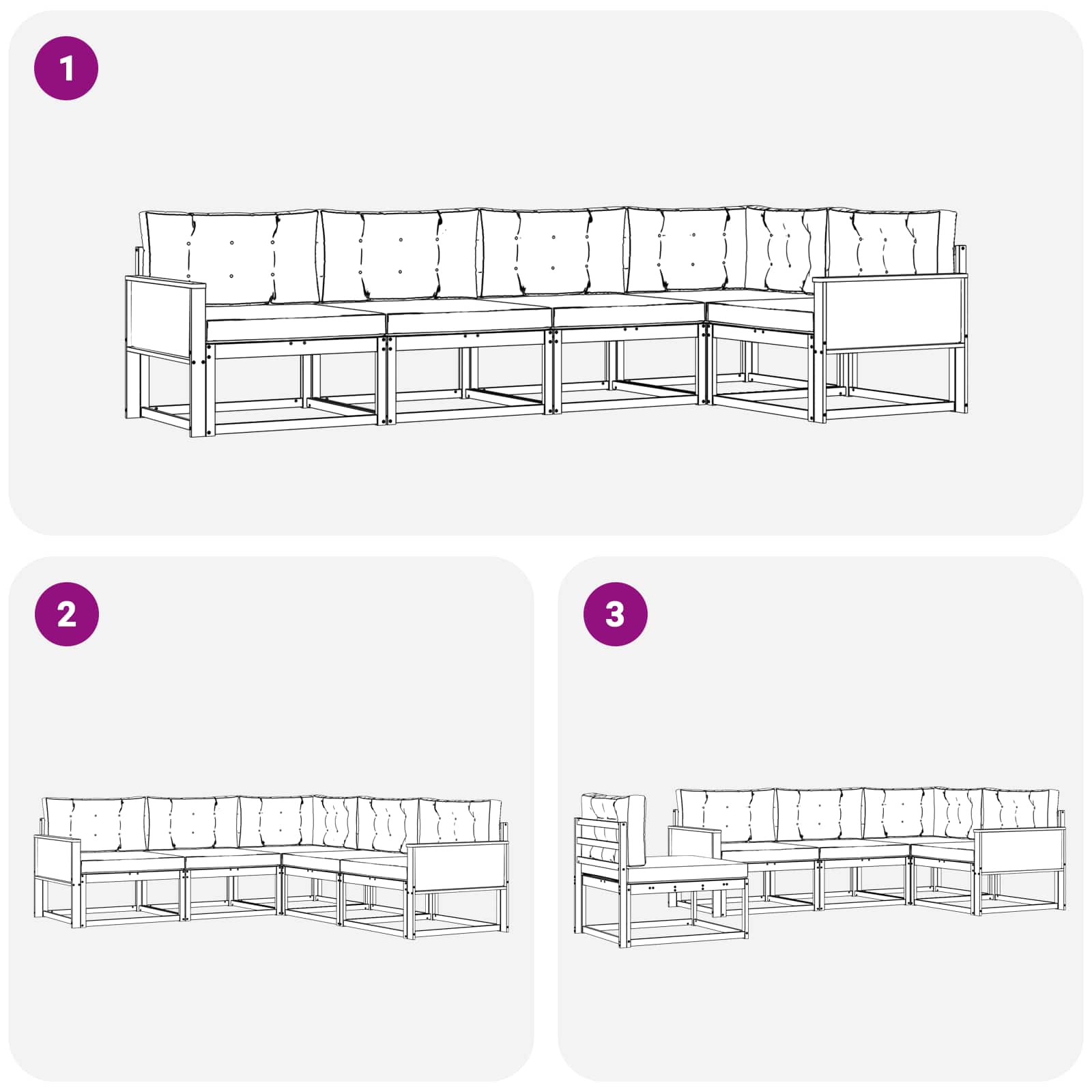 Ensemble de canapés d'extérieur 5 pcs Naturel et Anthracite - XIOS