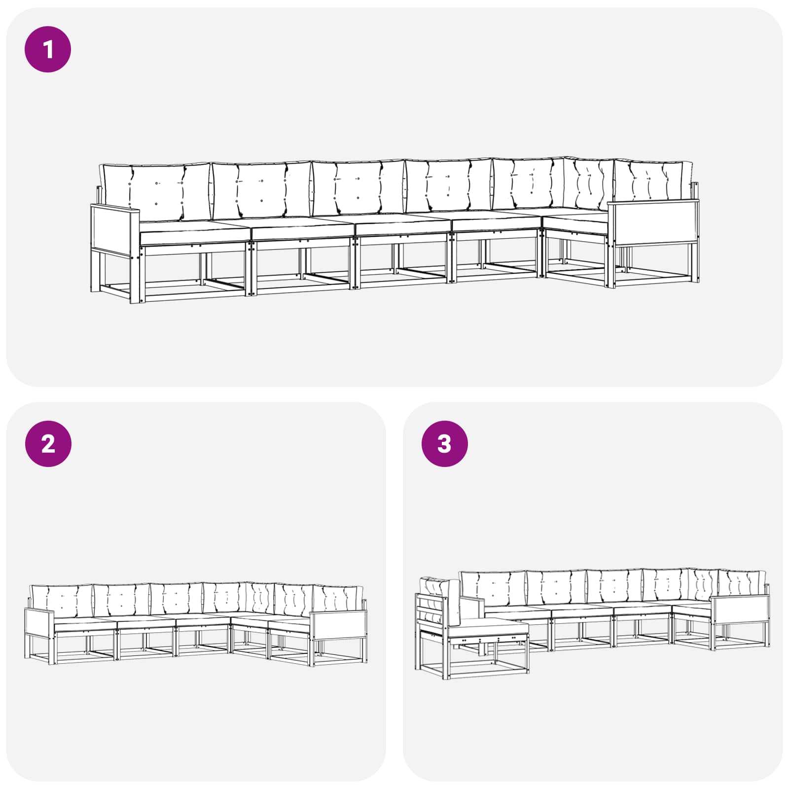 Ensemble de canapés d'extérieur 6 pcs Naturel et Gris clair - XIOS
