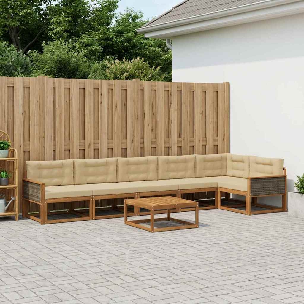Ensemble de canapés d'extérieur 7 pcs Naturel et Beige - XIOS