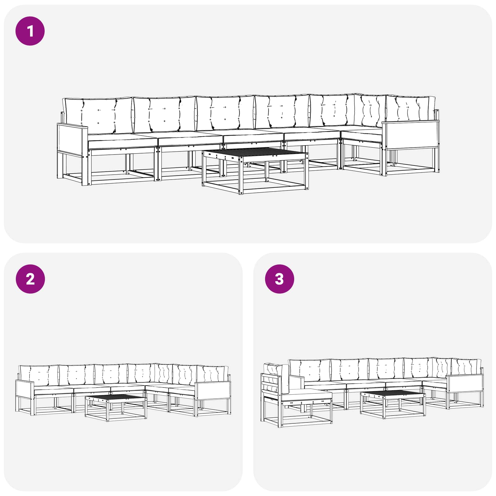 Ensemble de canapés d'extérieur 7 pcs Naturel et Beige - XIOS