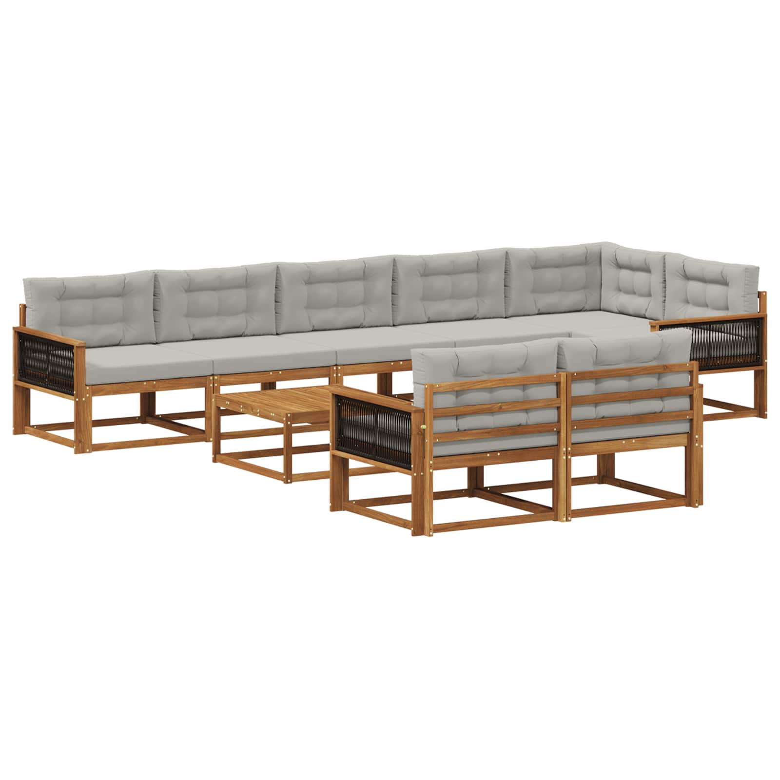 Ensemble de canapés d'extérieur 9 pcs Naturel et Gris clair - XIOS