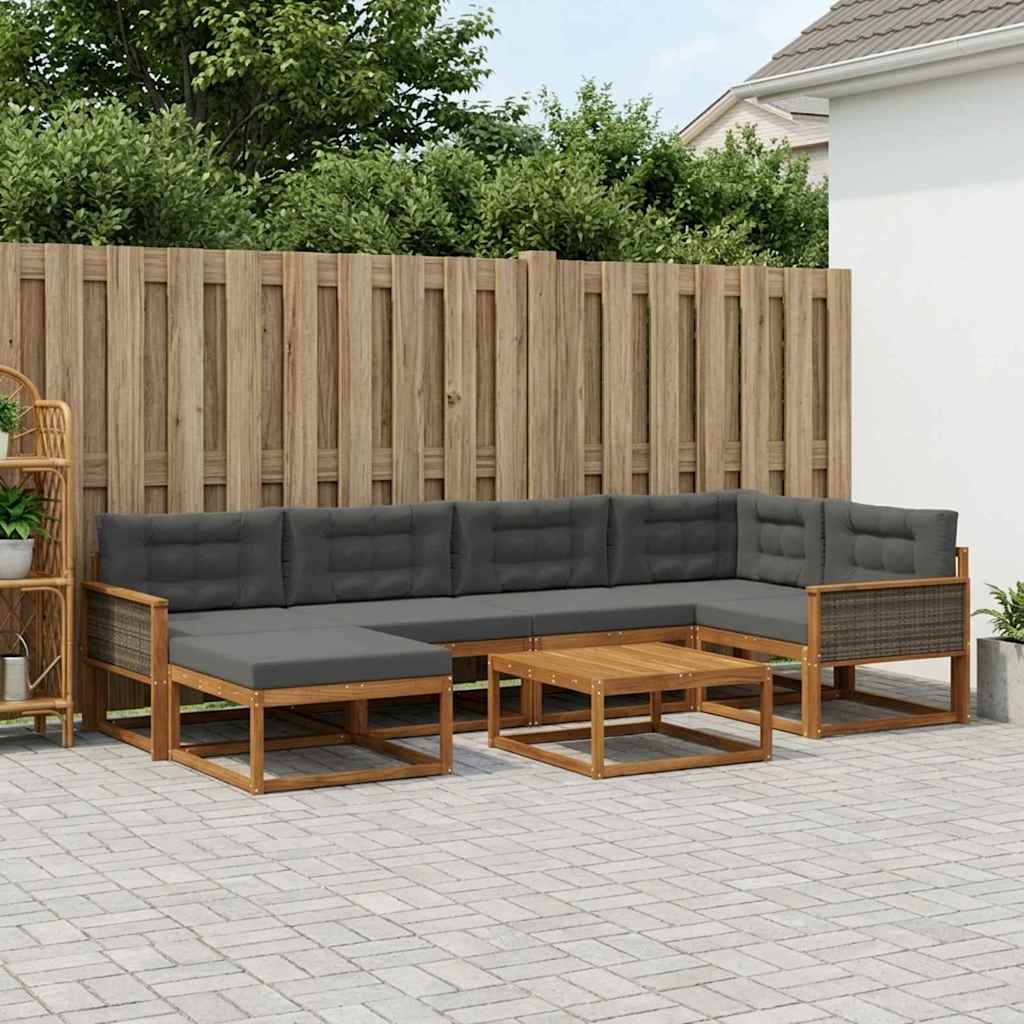 Ensemble de canapés d'extérieur 7 pcs Naturel et Anthracite - XIOS
