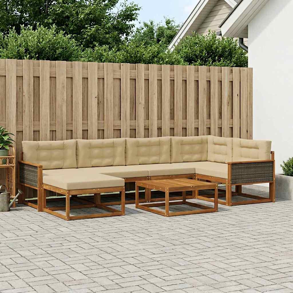 Ensemble de canapés d'extérieur 7 pcs Naturel et Beige - XIOS