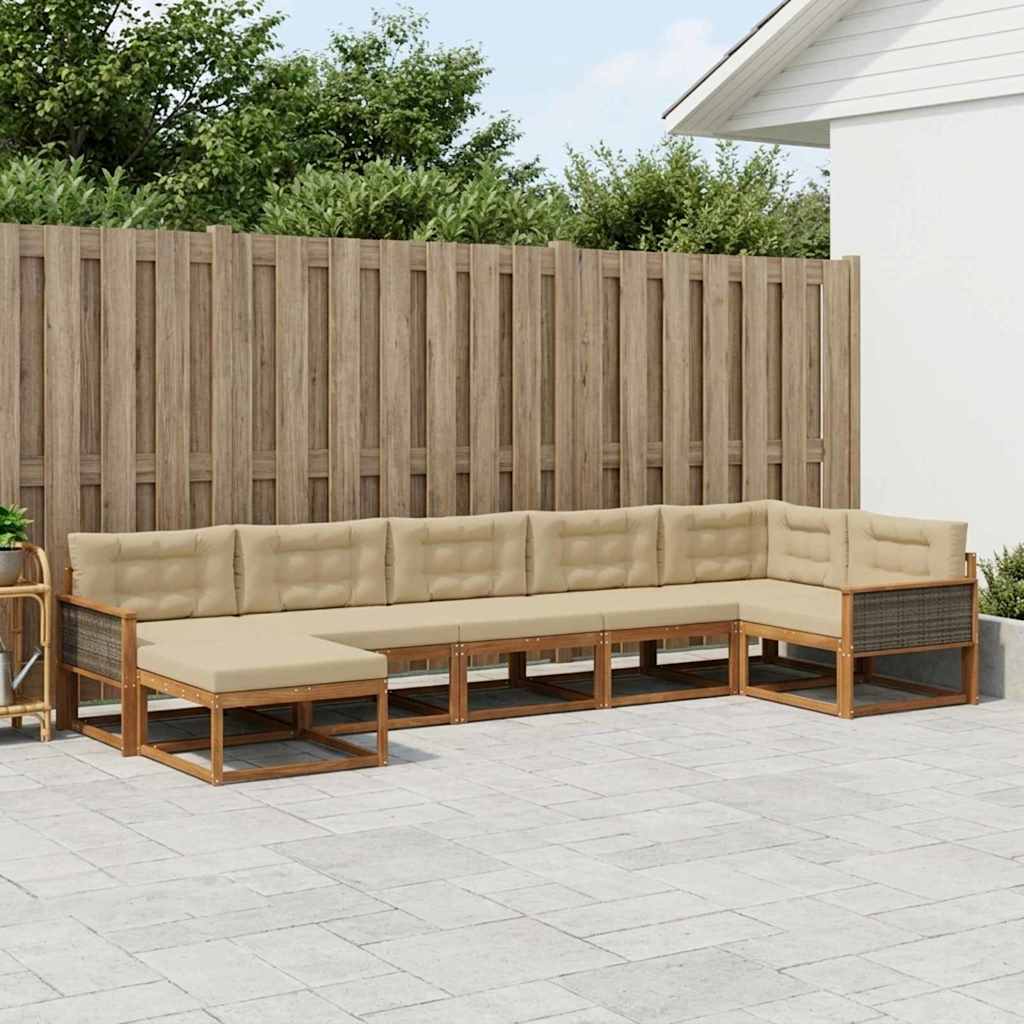 Ensemble de canapés d'extérieur 7 pcs Naturel et Beige - XIOS