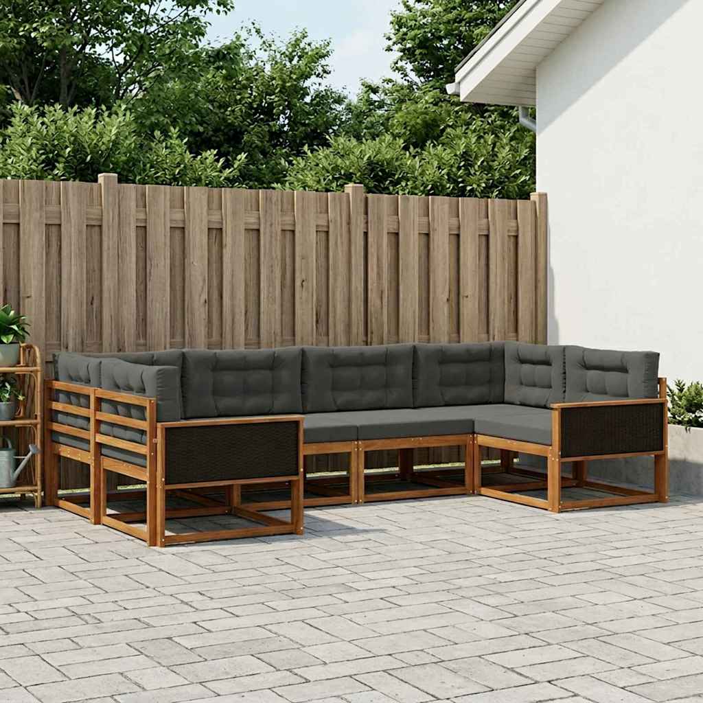 Ensemble de canapés d'extérieur 6 pcs Naturel et Anthracite - XIOS