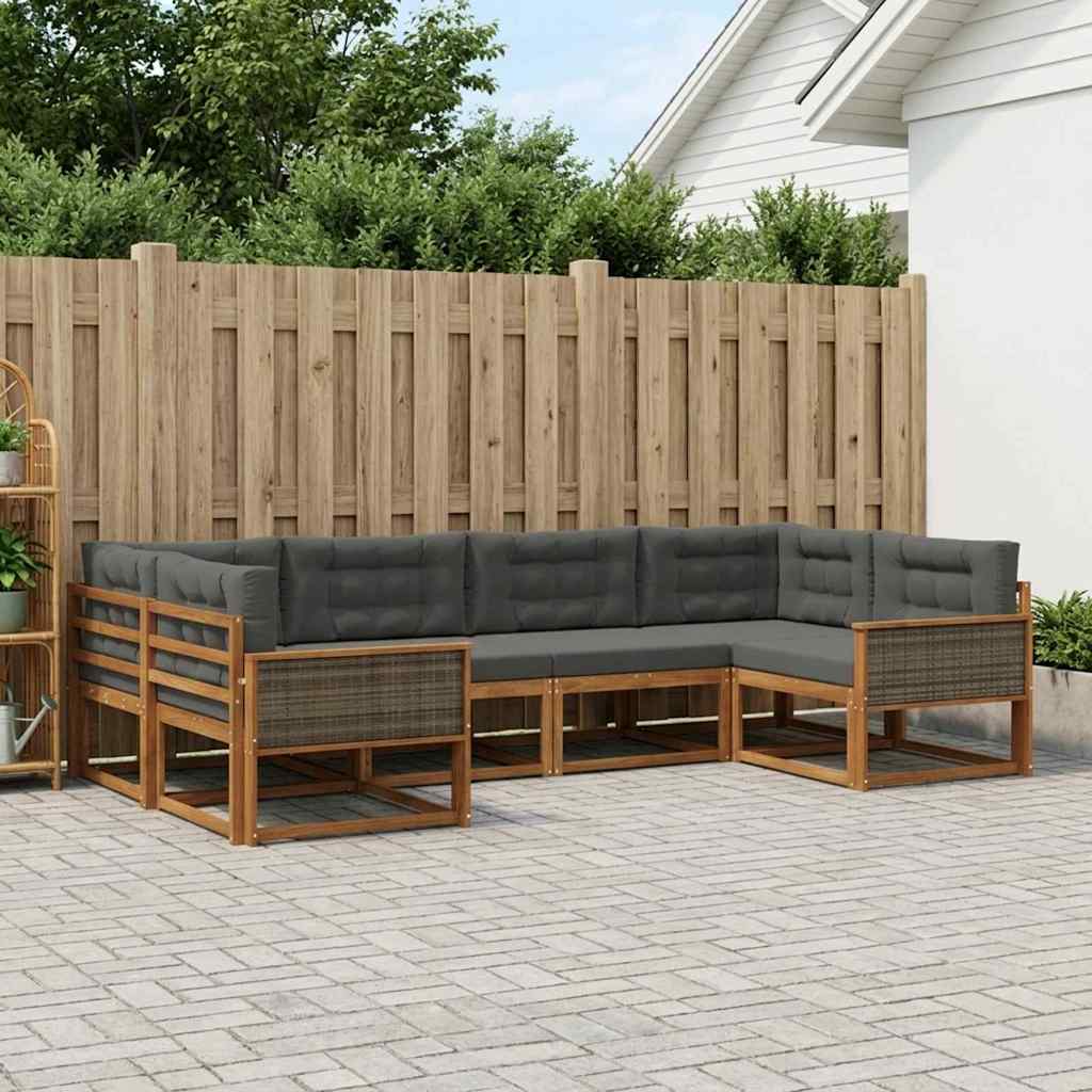 Ensemble de canapés d'extérieur 6 pc Naturel et Anthracite
