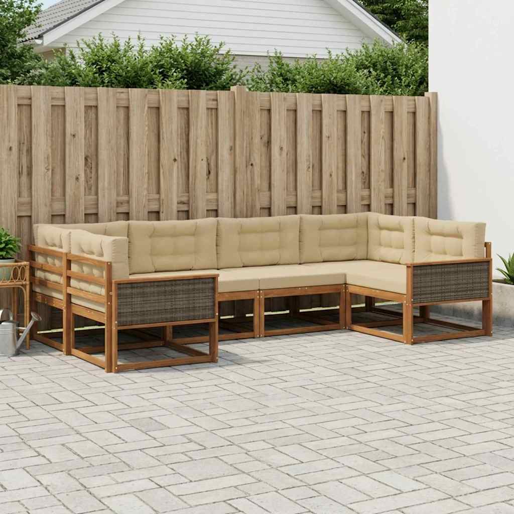 Ensemble de canapés d'extérieur 6 pcs Naturel et Beige - XIOS