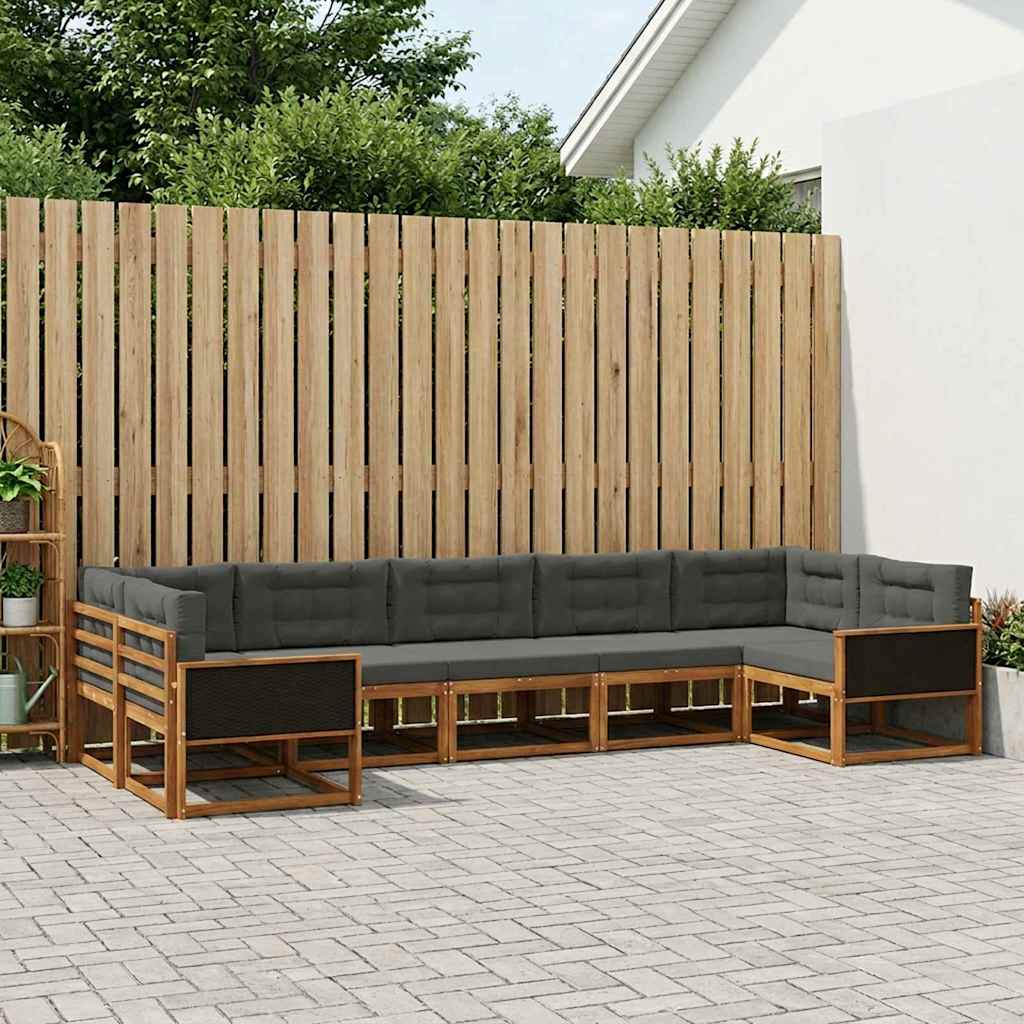 Ensemble de canapés d'extérieur 7 pcs Naturel et Anthracite - XIOS