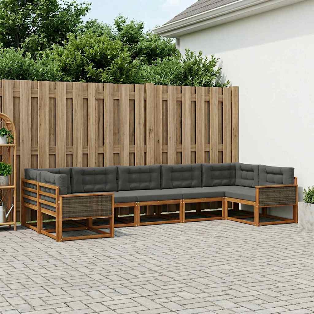 Ensemble de canapés d'extérieur 7 pcs Naturel et Anthracite - XIOS