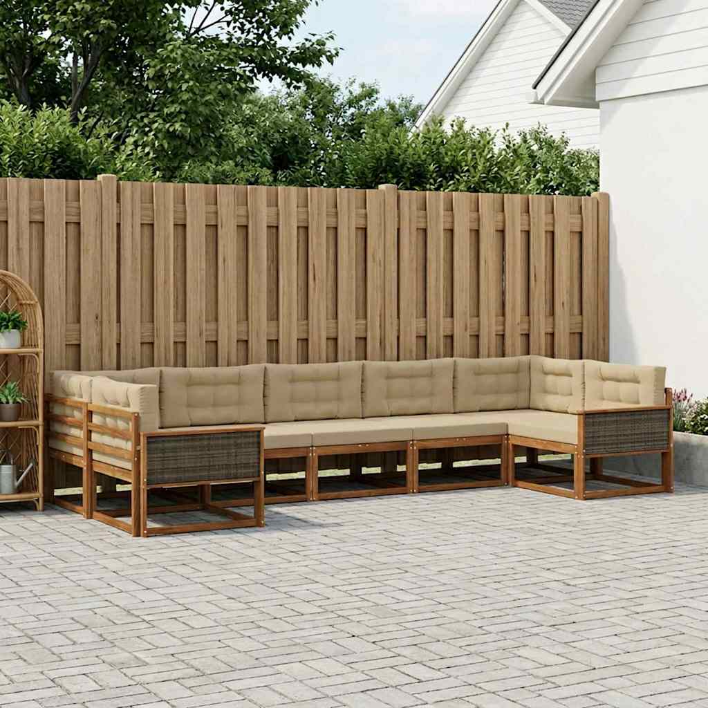 Ensemble de canapés d'extérieur 7 pcs Naturel et Beige - XIOS