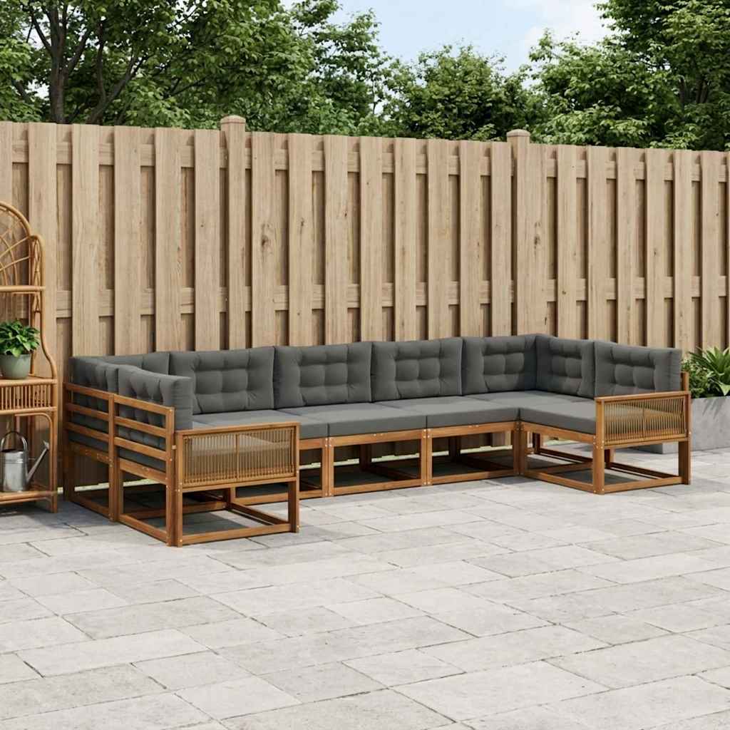 Ensemble de canapés d'extérieur 7 pcs Naturel et Anthracite - XIOS