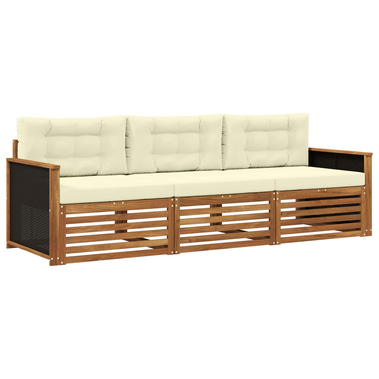 Ensemble de canapés d'extérieur 3 pc Naturel et Crème Polyester