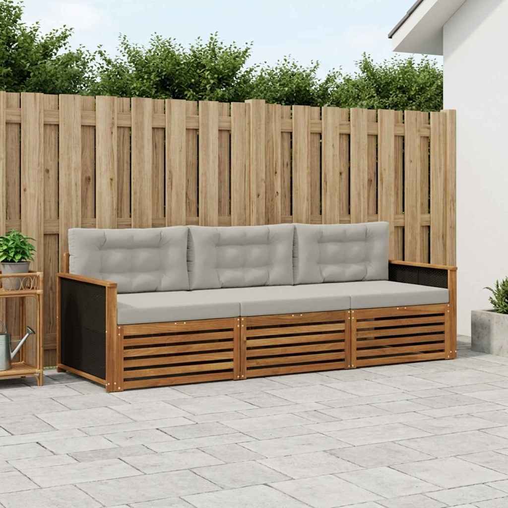 Ensemble de canapés d'extérieur 3 pcs Naturel et gris clair - XIOS