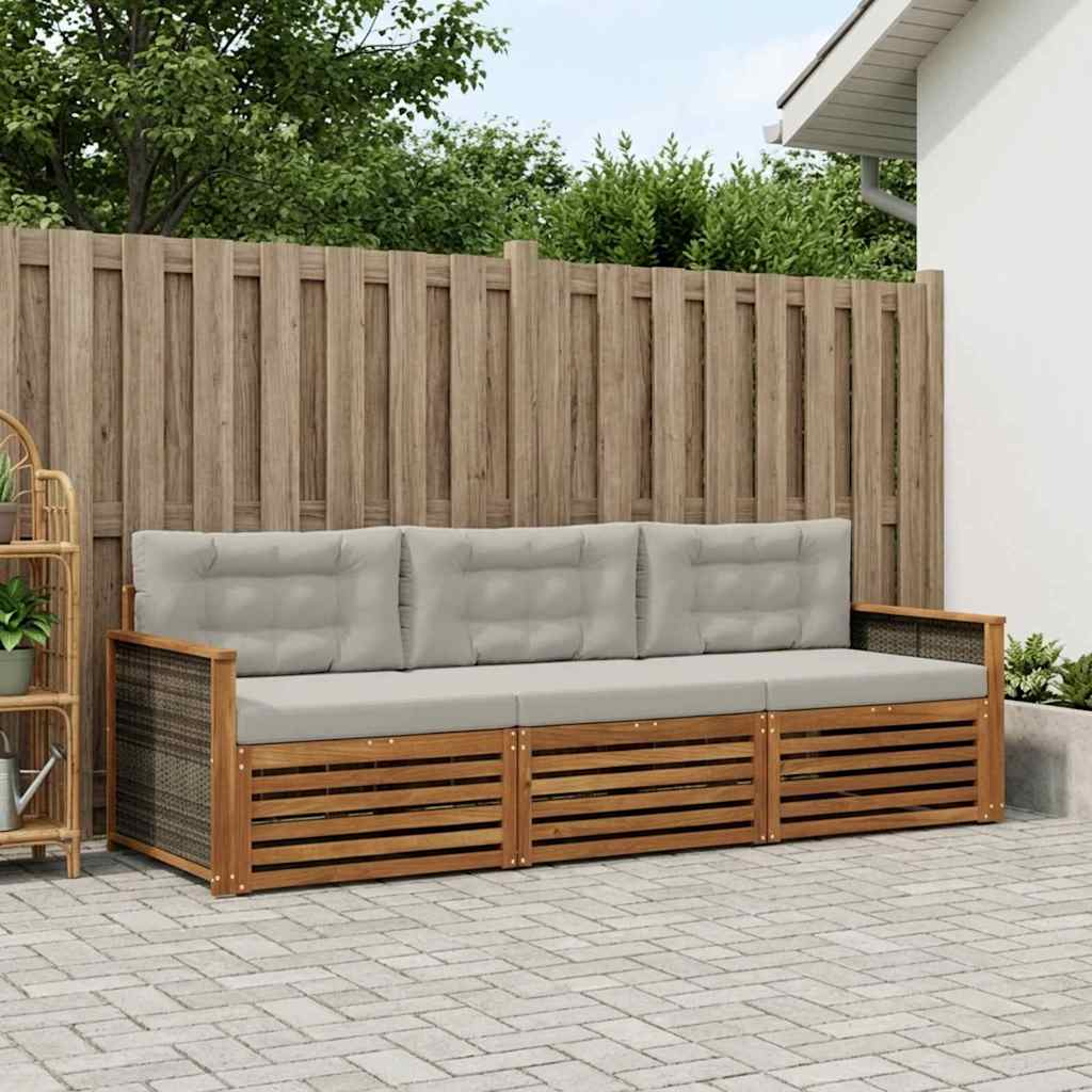 Ensemble de canapés d'extérieur 3 pcs Naturel et gris clair - XIOS