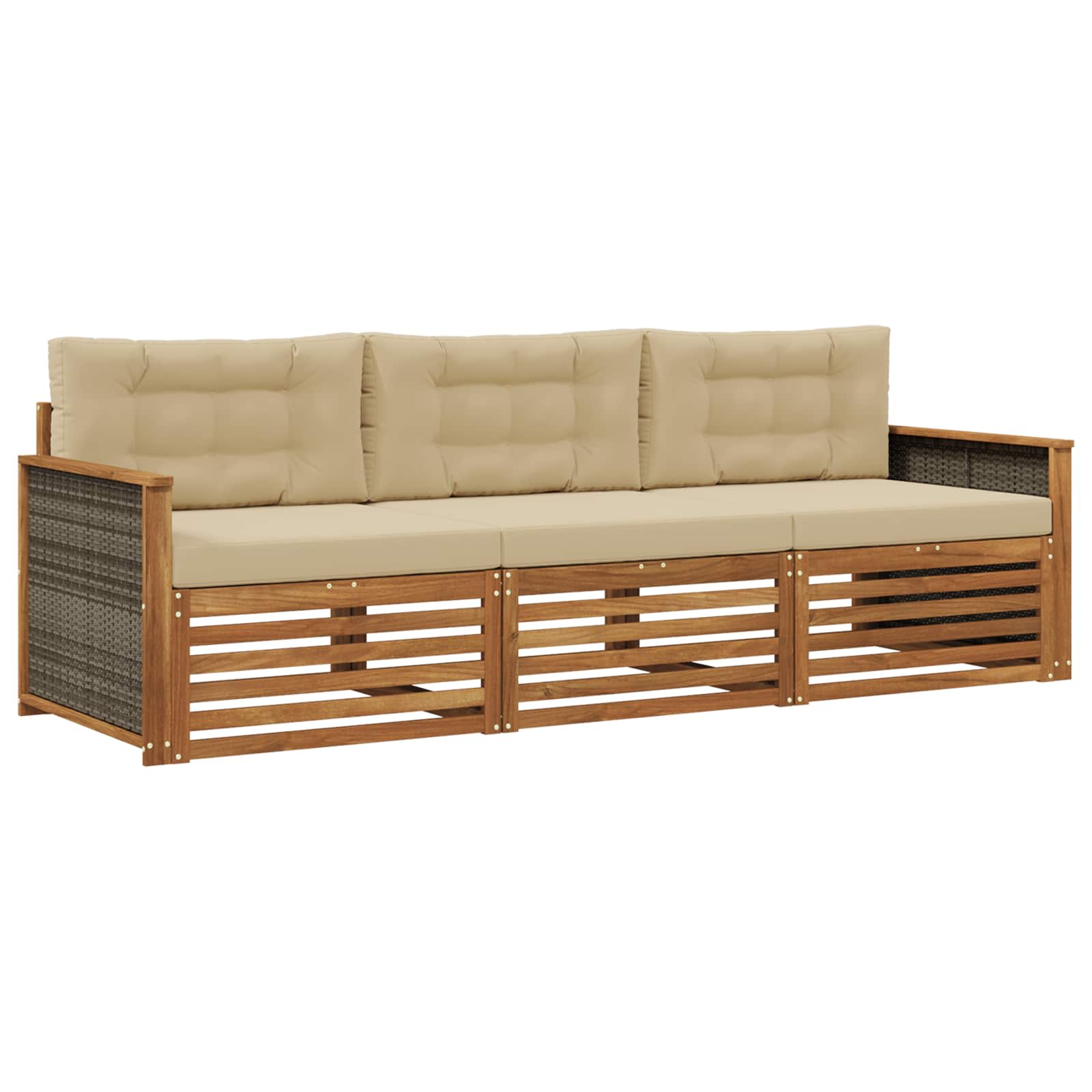 Ensemble de canapés d'extérieur 3 pcs Naturel et Beige - XIOS