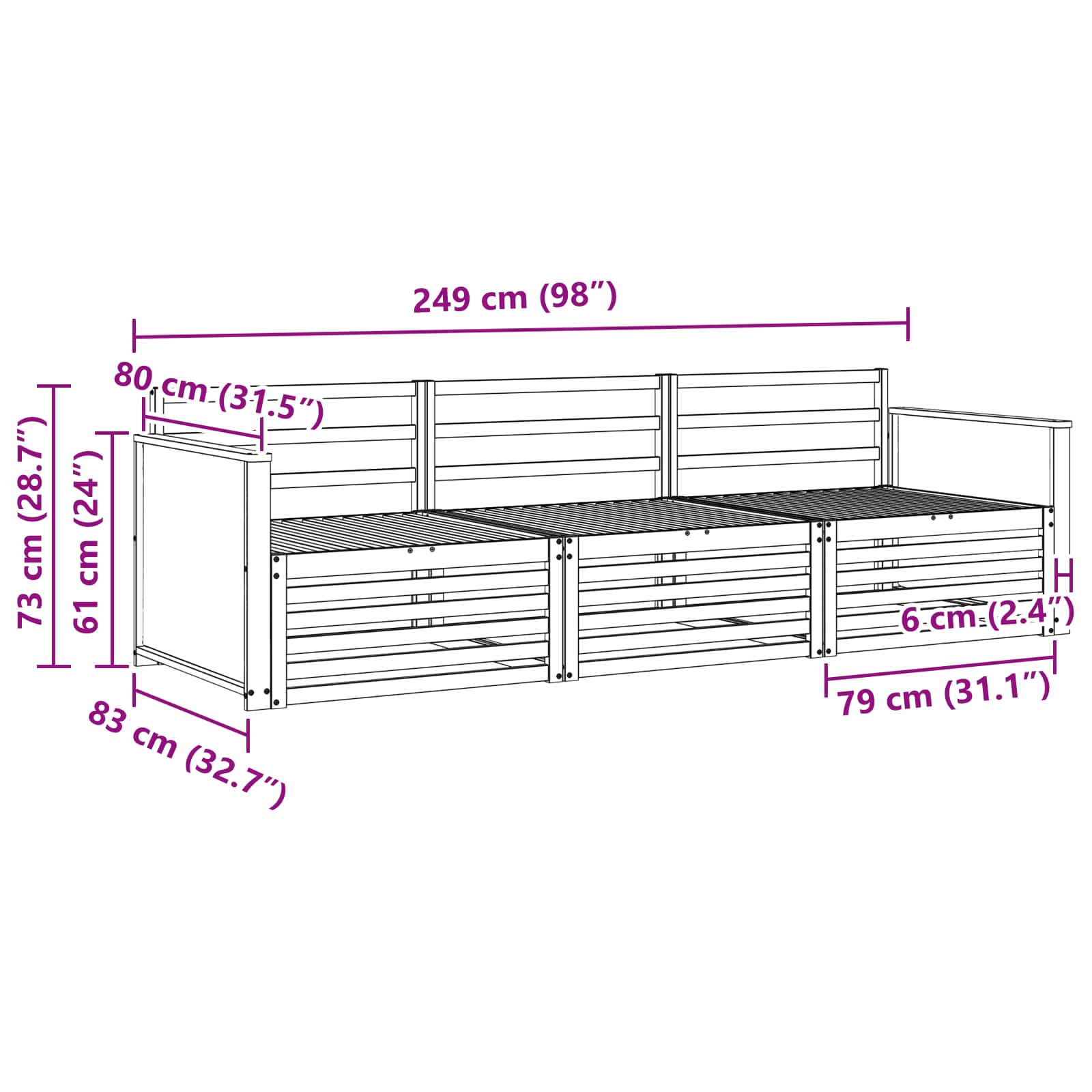 Ensemble de canapés d'extérieur 3 pcs Naturel - XIOS