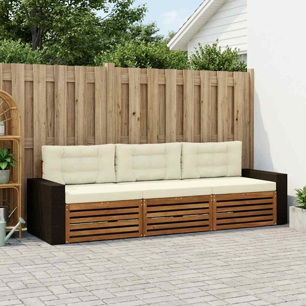 Ensemble de canapés d'extérieur 3 pc Naturel et Crème Polyester