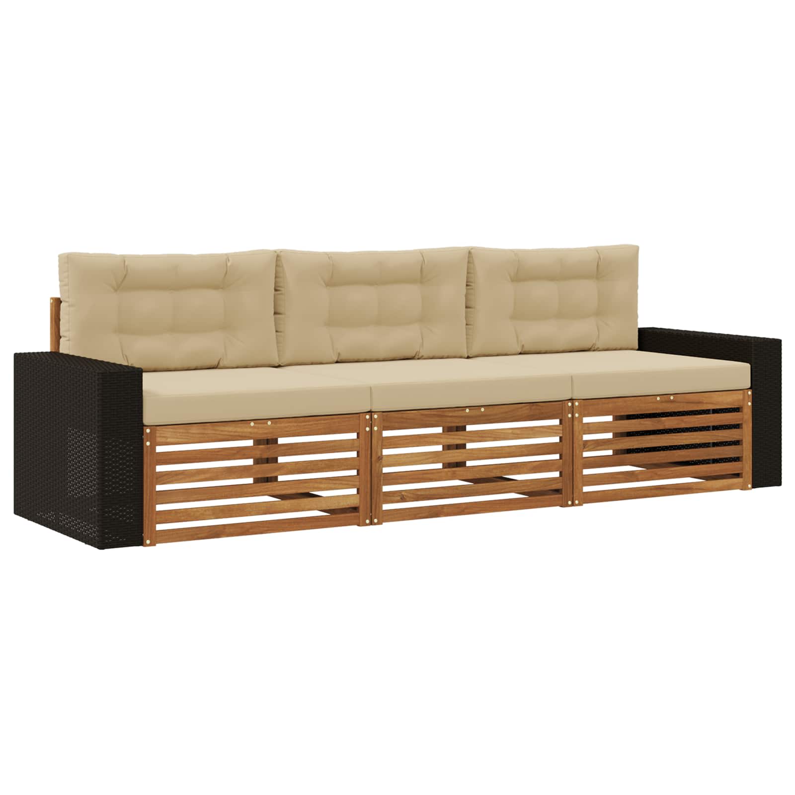Ensemble de canapés d'extérieur 3 pcs Naturel et Beige - XIOS