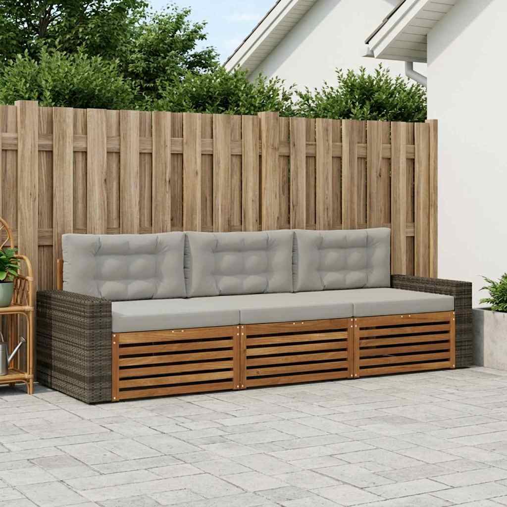 Ensemble de canapés d'extérieur 3 pcs Naturel et gris clair - XIOS