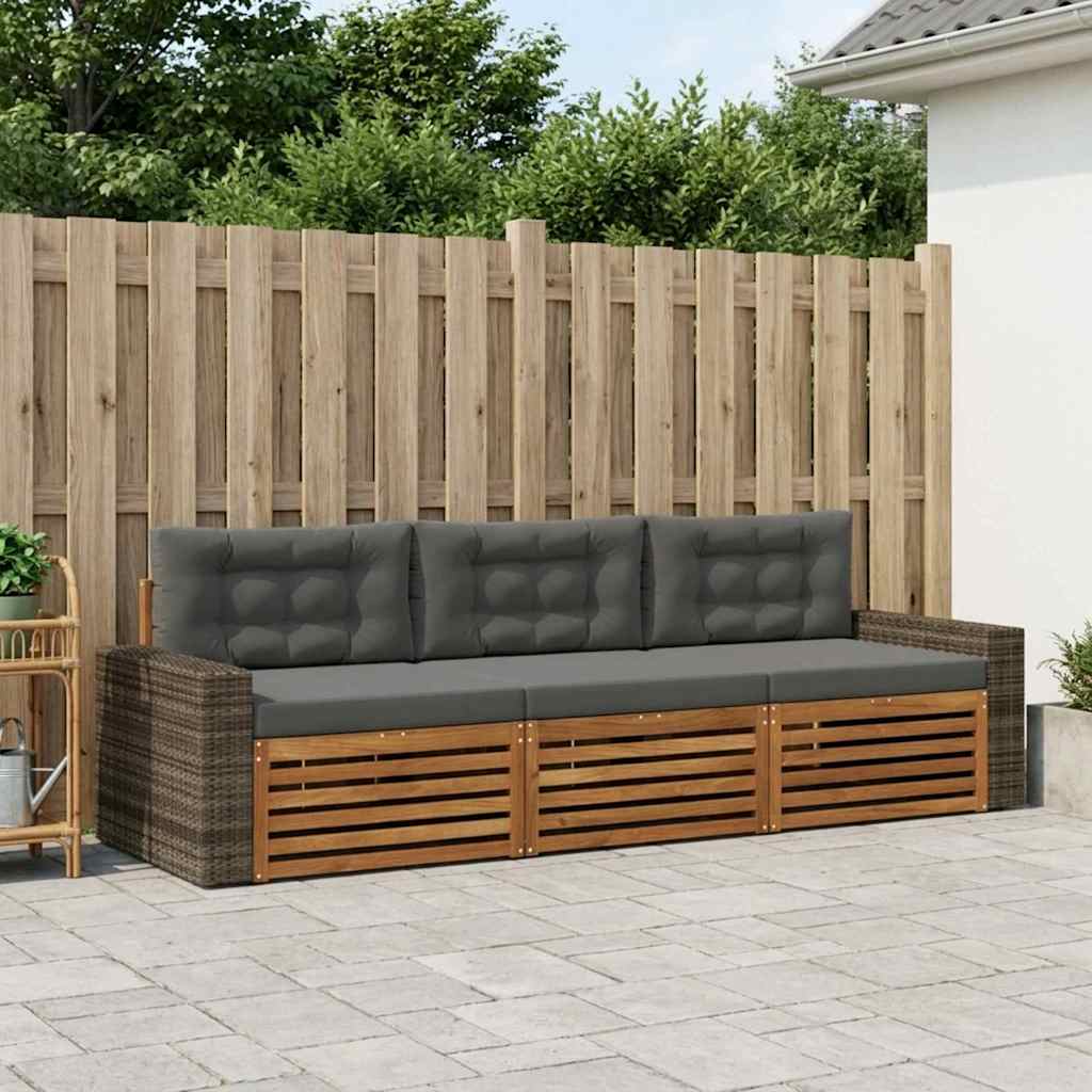 Ensemble de canapés d'extérieur 3 pcs Naturel et Anthracite - XIOS
