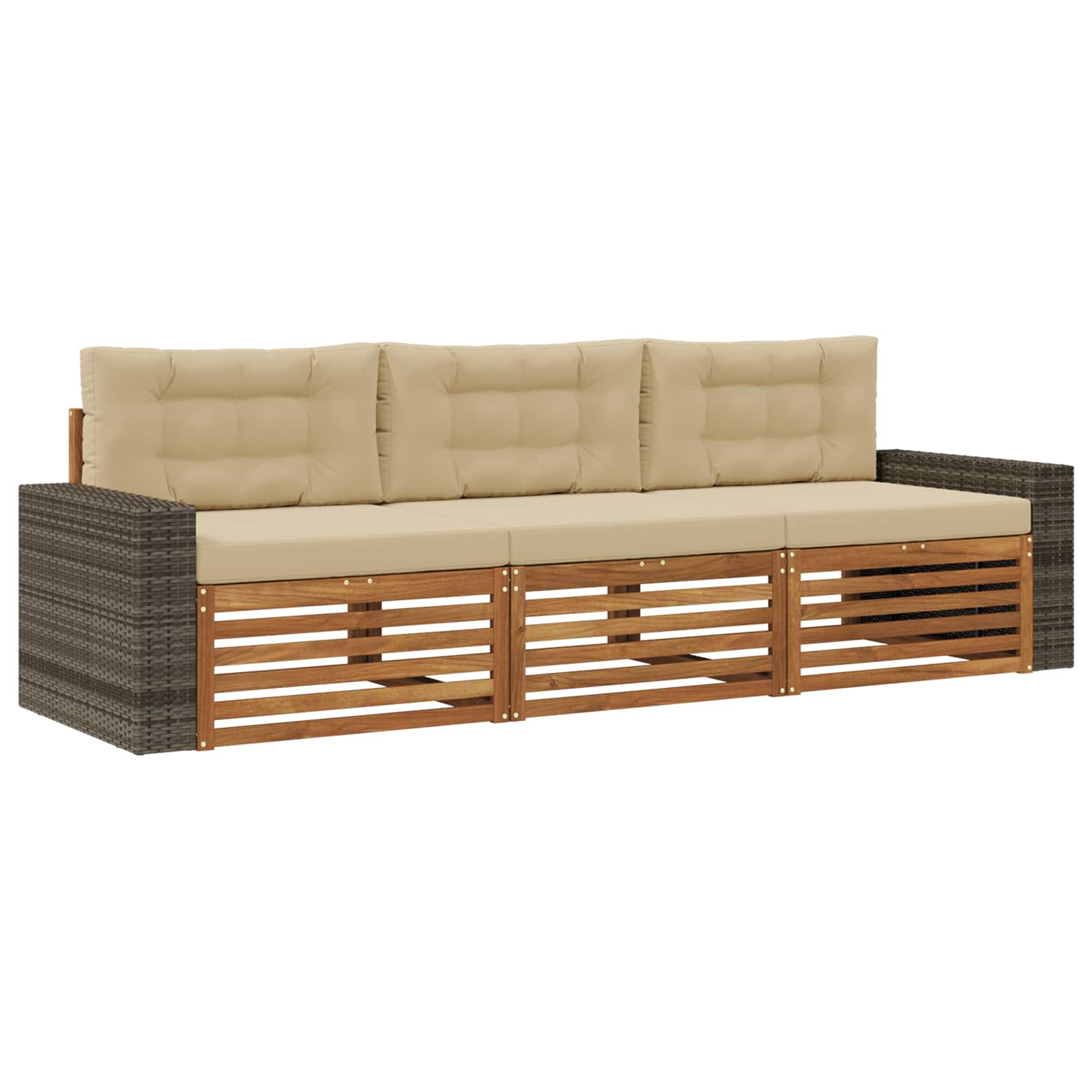 Ensemble de canapés d'extérieur 3 pcs Naturel et Beige - XIOS
