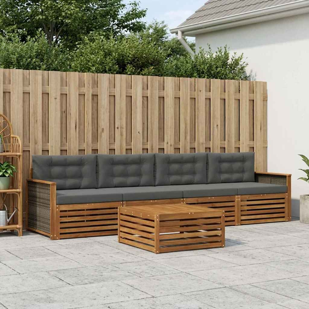 Ensemble de canapés d'extérieur 5 pcs Naturel et Anthracite - XIOS