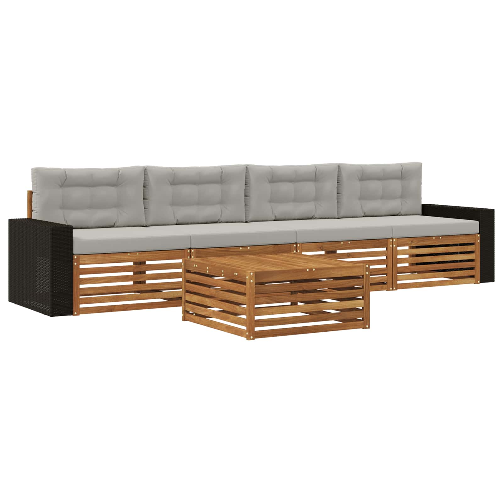 Ensemble de canapés d'extérieur 5 pcs Naturel et gris clair - XIOS