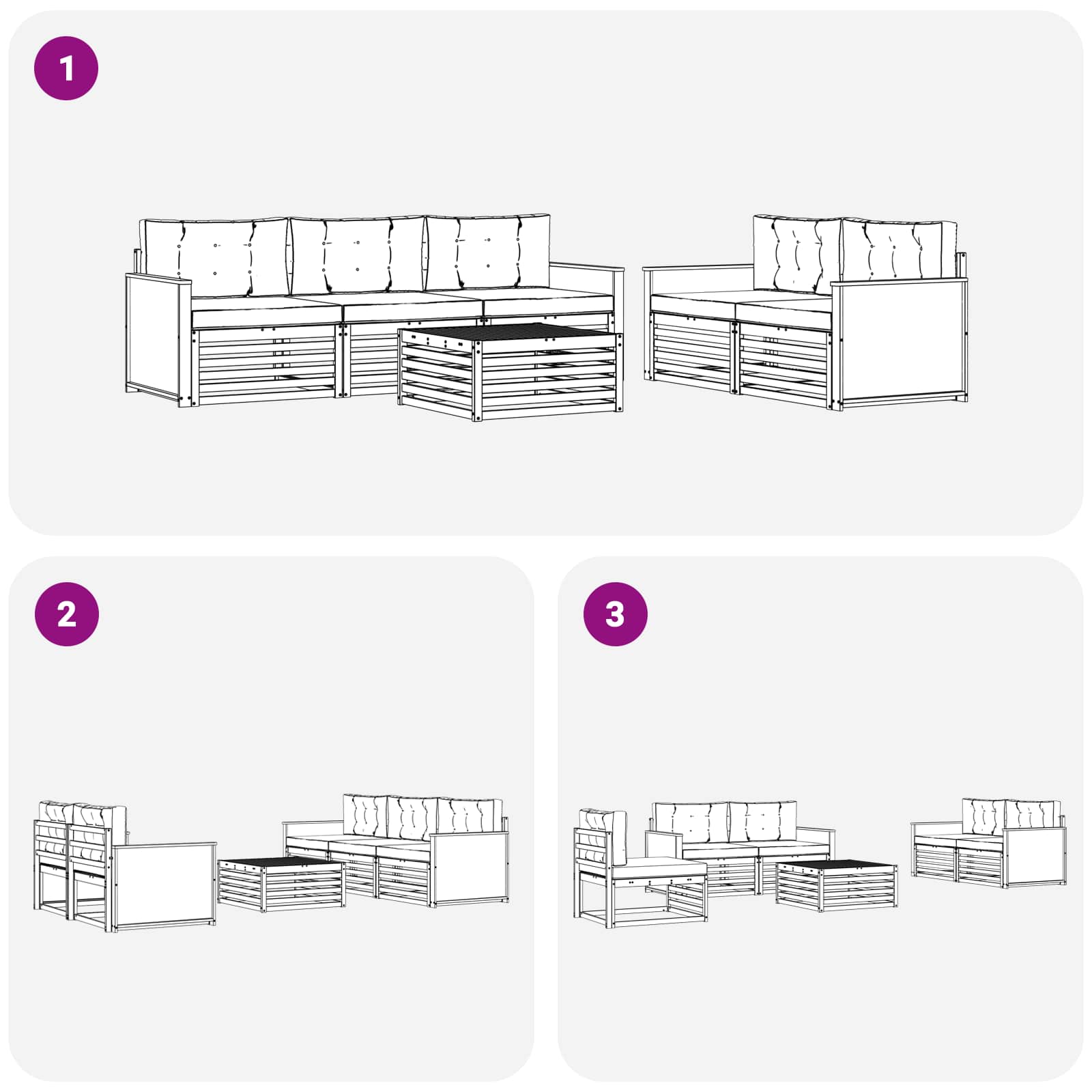 Ensemble de canapés d'extérieur 6 pcs Naturel et Anthracite - XIOS