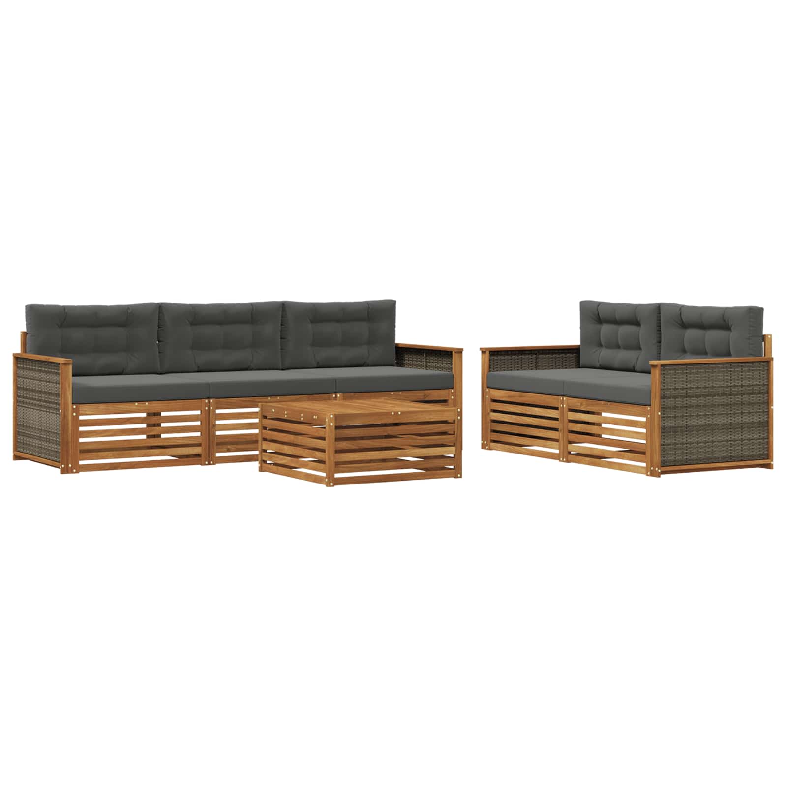Ensemble de canapés d'extérieur 6 pcs Naturel et Anthracite - XIOS