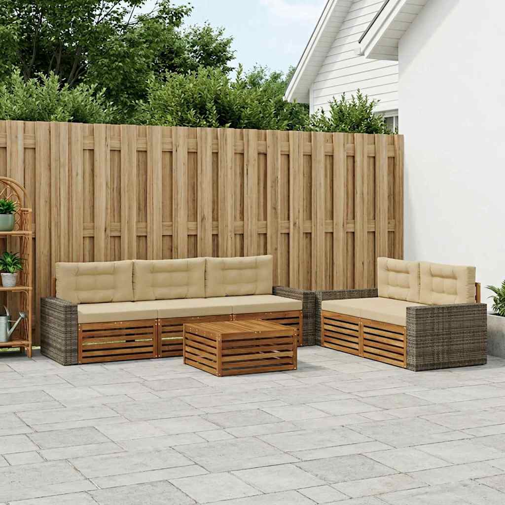 Ensemble de canapés d'extérieur 6 pcs Naturel et Beige - XIOS