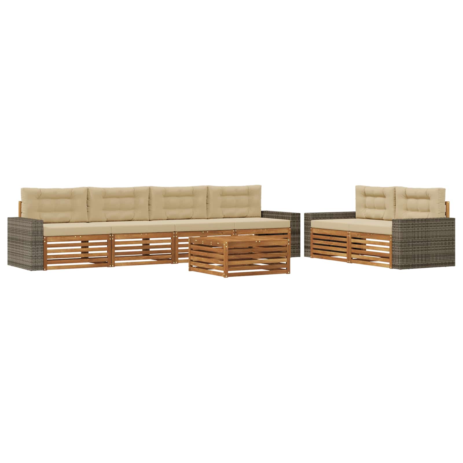 Ensemble de canapés d'extérieur 7 pcs Naturel et Beige - XIOS
