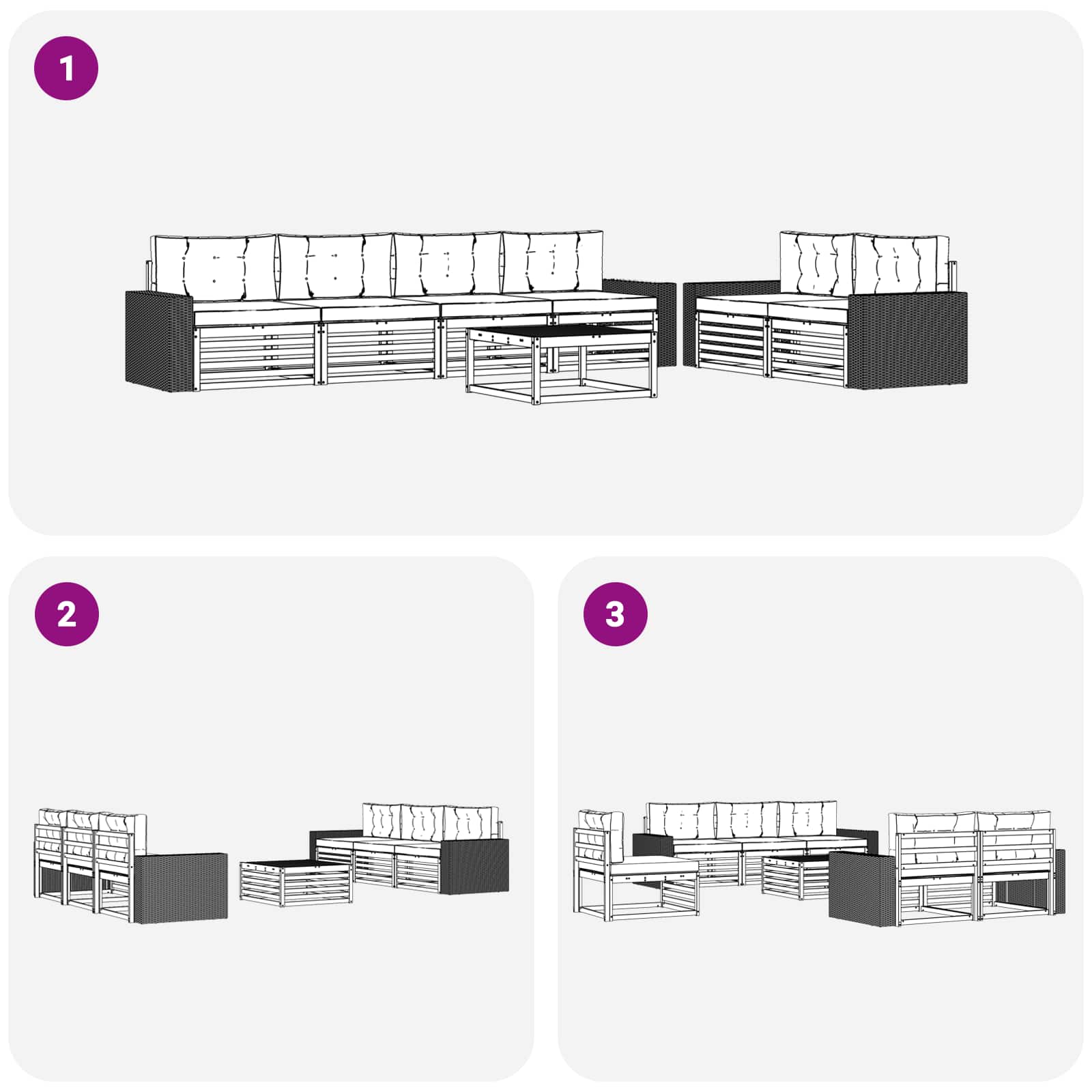 Ensemble de canapés d'extérieur 7 pcs Naturel et Beige - XIOS