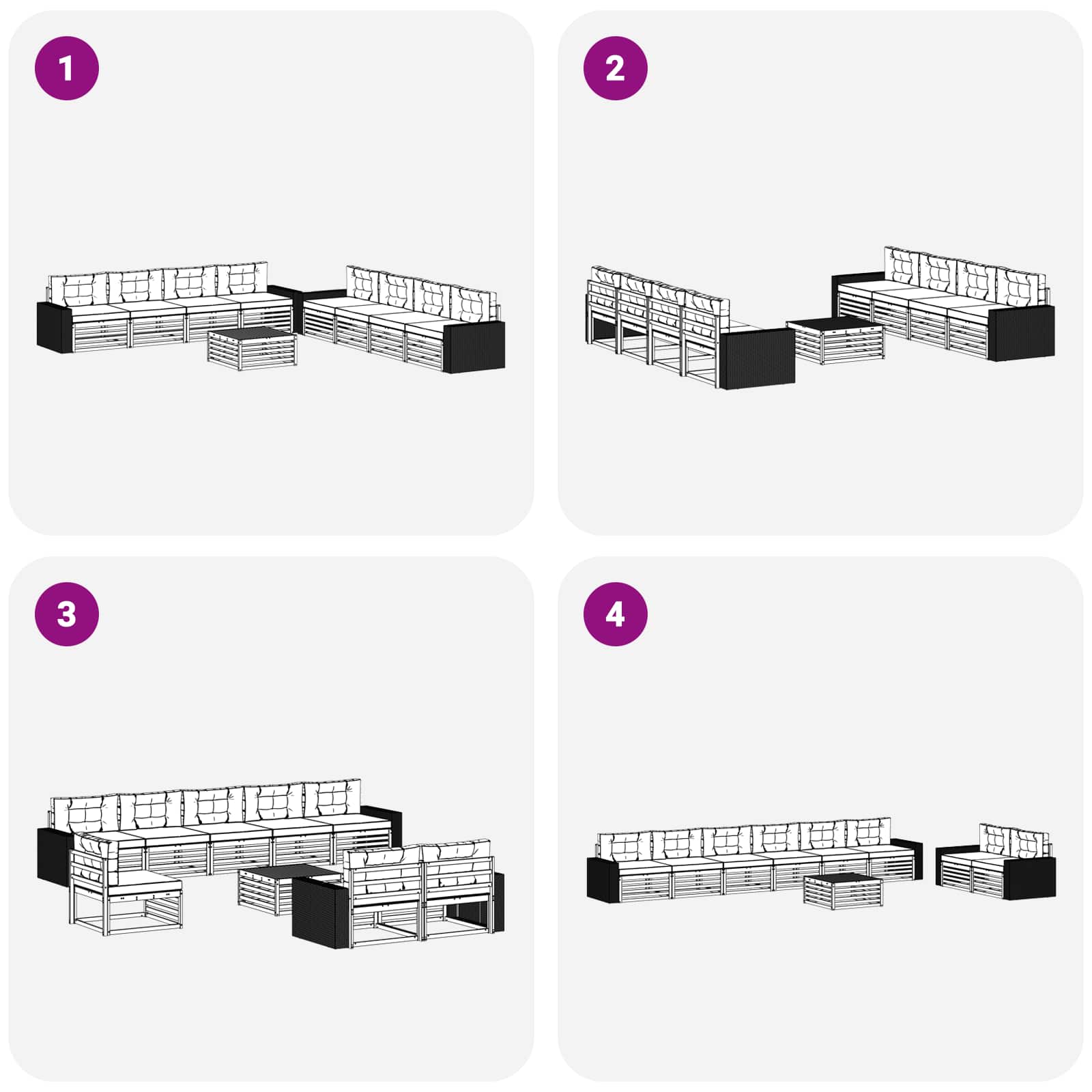 Ensemble de canapés d'extérieur 9 pcs Naturel et gris clair - XIOS