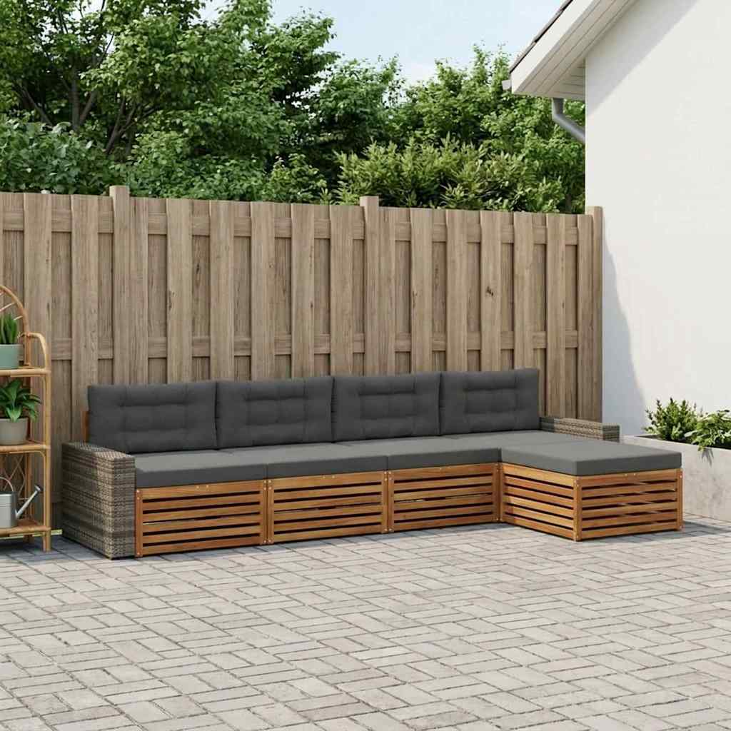 Ensemble de canapés d'extérieur 5 pcs Naturel et Anthracite - XIOS