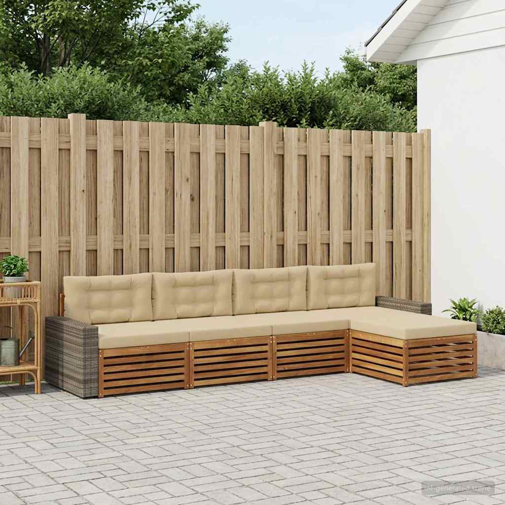 Ensemble de canapés d'extérieur 5 pcs Naturel et Beige - XIOS