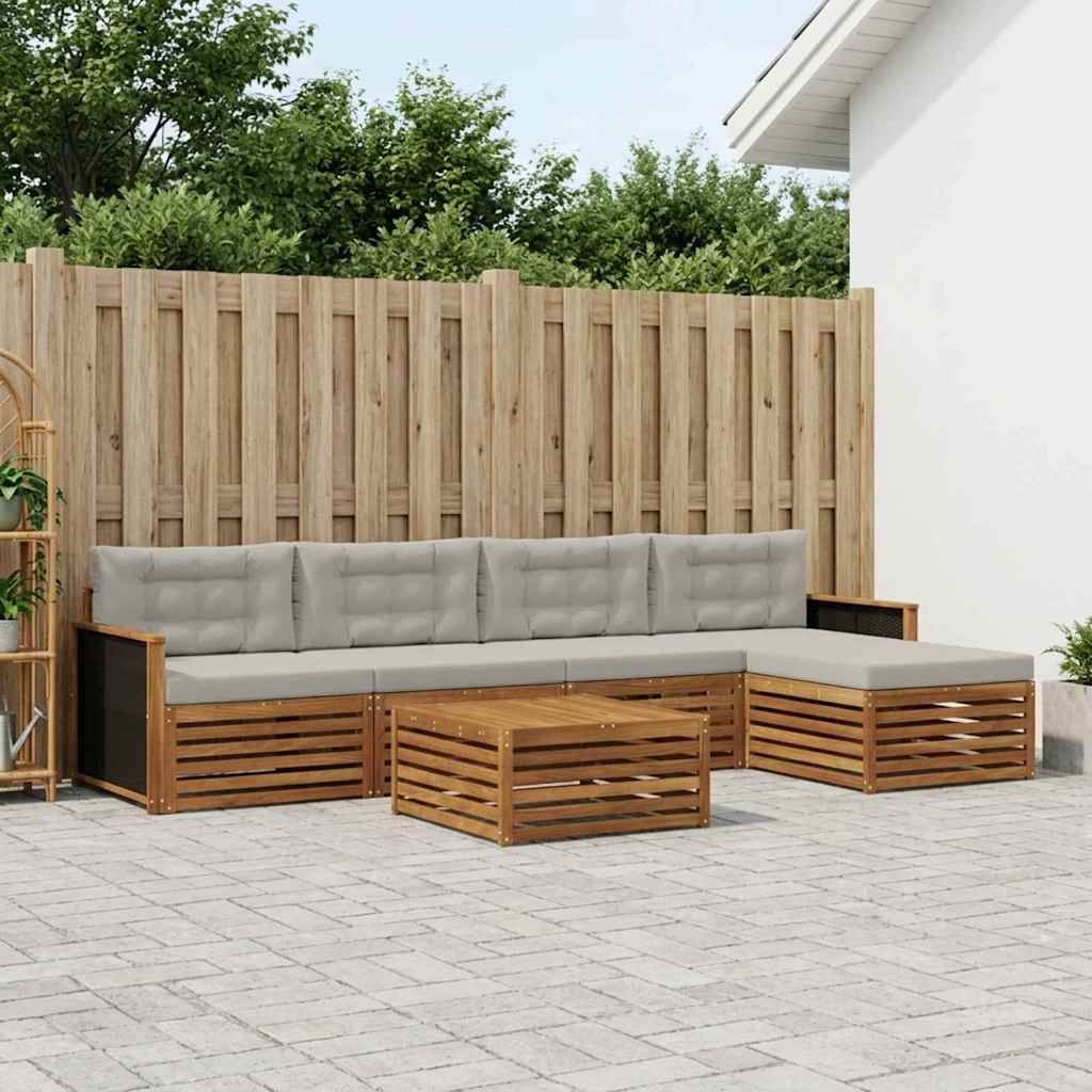 Ensemble de canapés d'extérieur 6 pcs Naturel et gris clair - XIOS