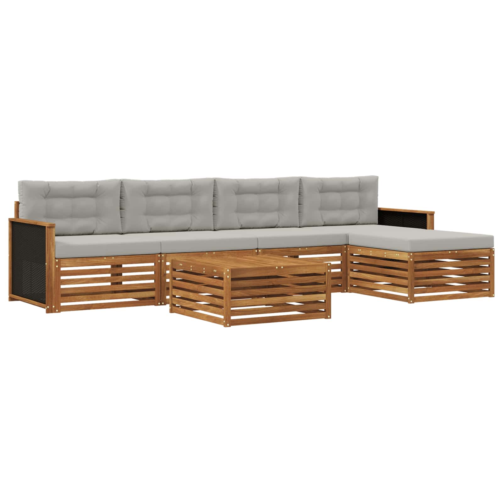 Ensemble de canapés d'extérieur 6 pcs Naturel et gris clair - XIOS