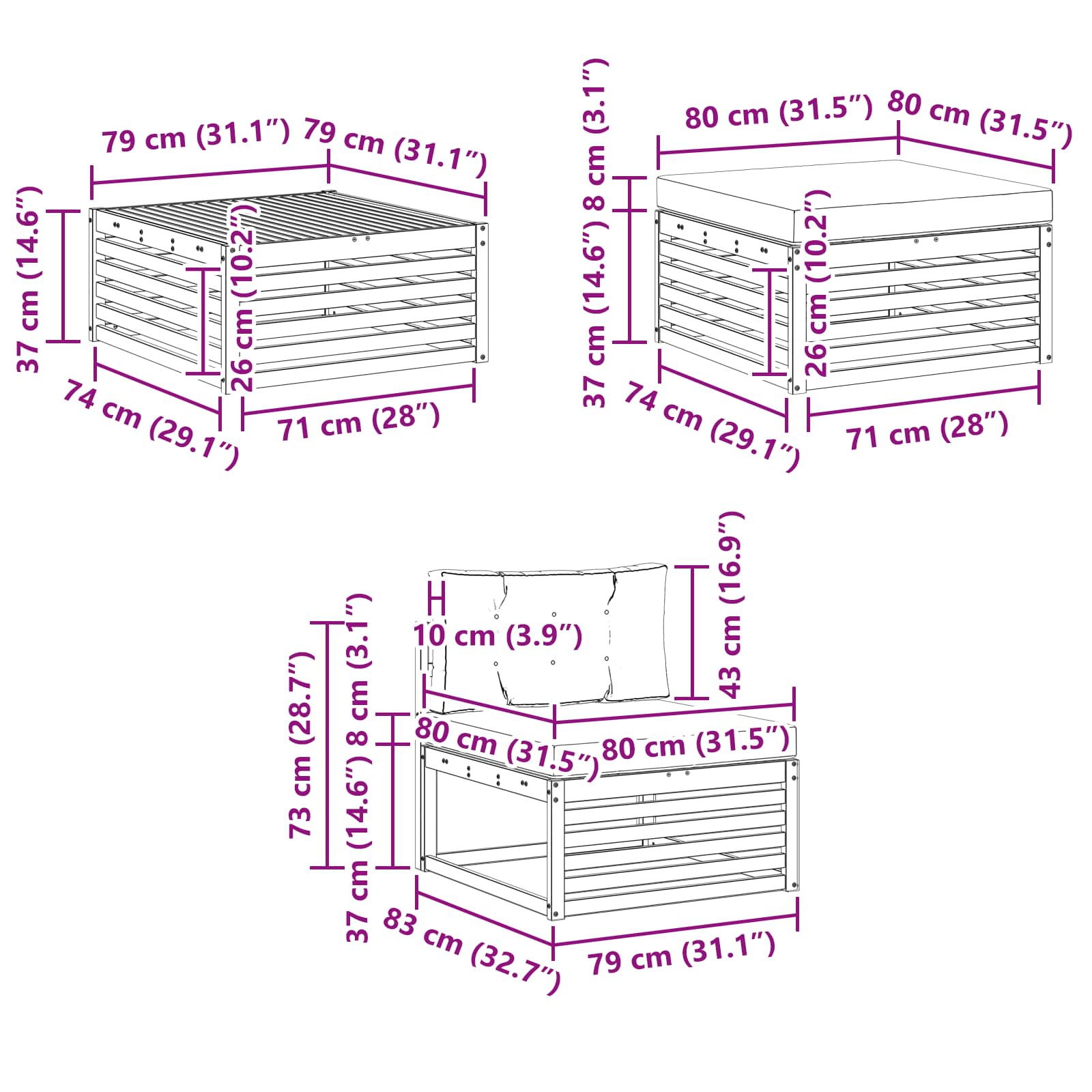 Ensemble de canapés d'extérieur 6 pcs Naturel et gris clair - XIOS
