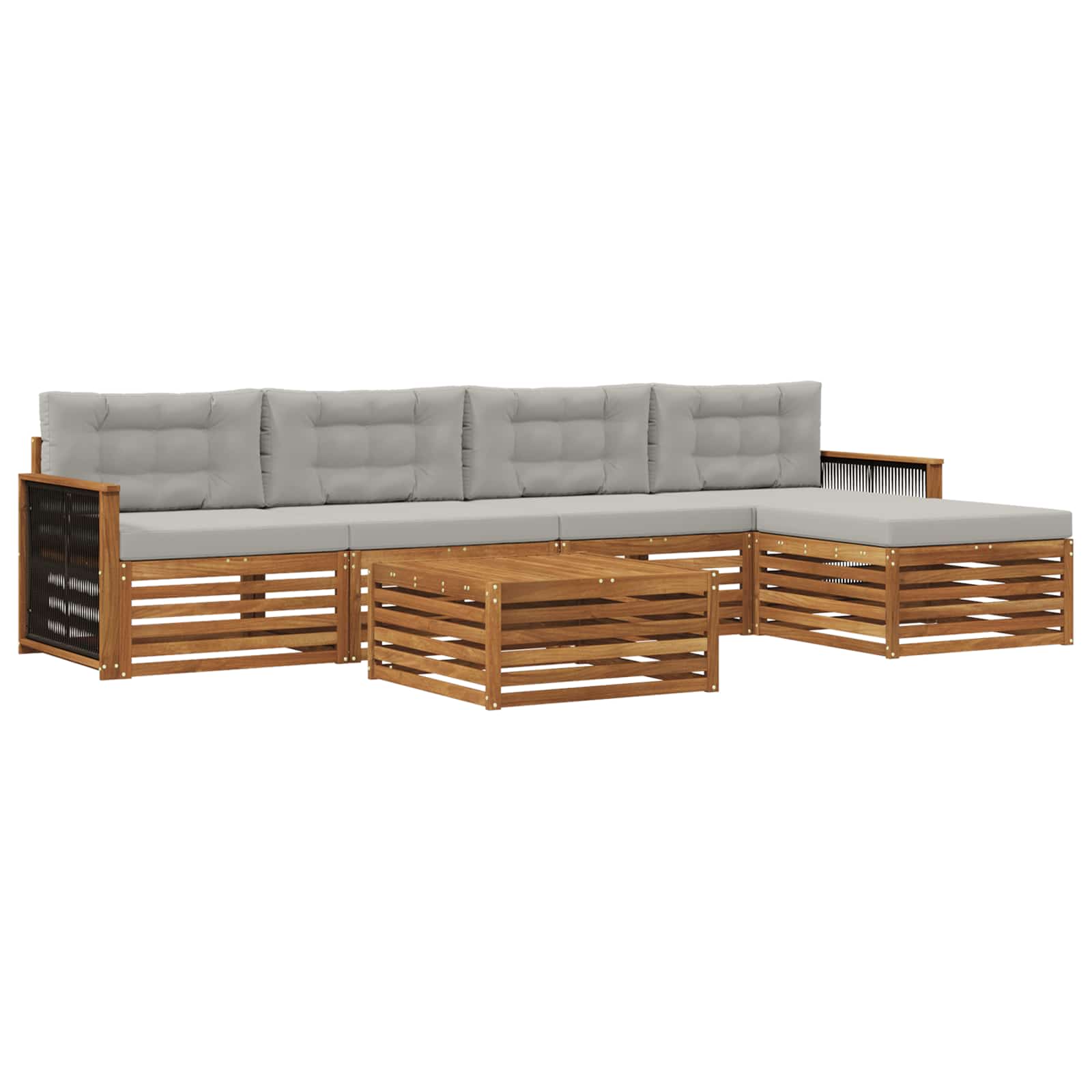 Ensemble de canapés d'extérieur 6 pcs Naturel et gris clair - XIOS